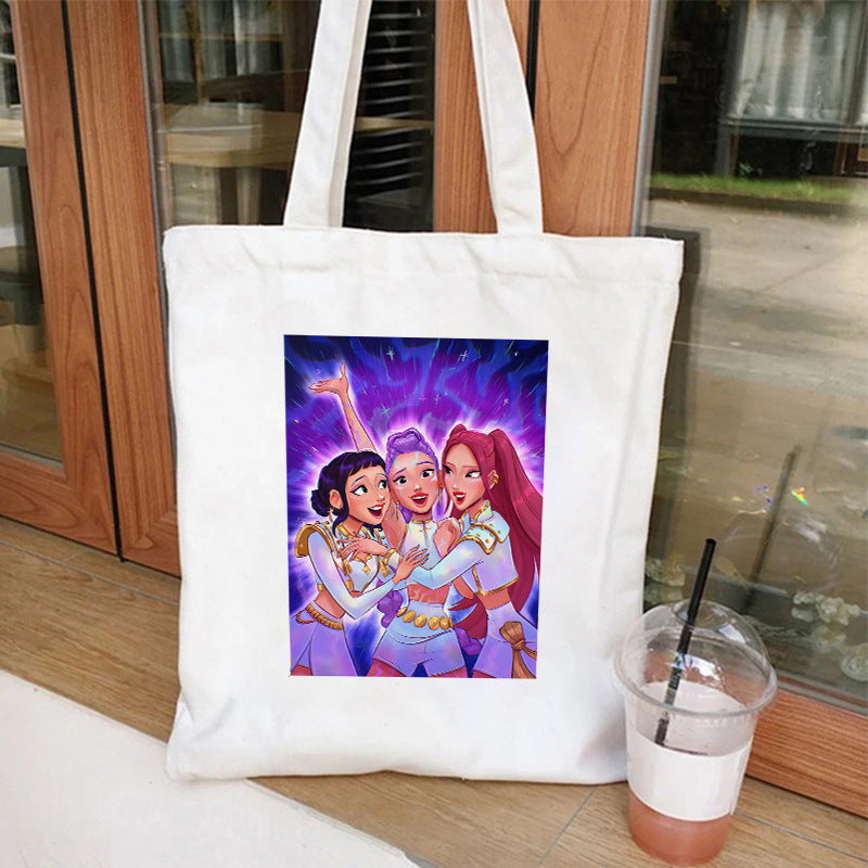 Kpop Demon Hunters Gift Tote Bag for Kpop Music Lover Korean Drama Canvas Tote Bag Gift for K-Pop Lover, 35X40CM