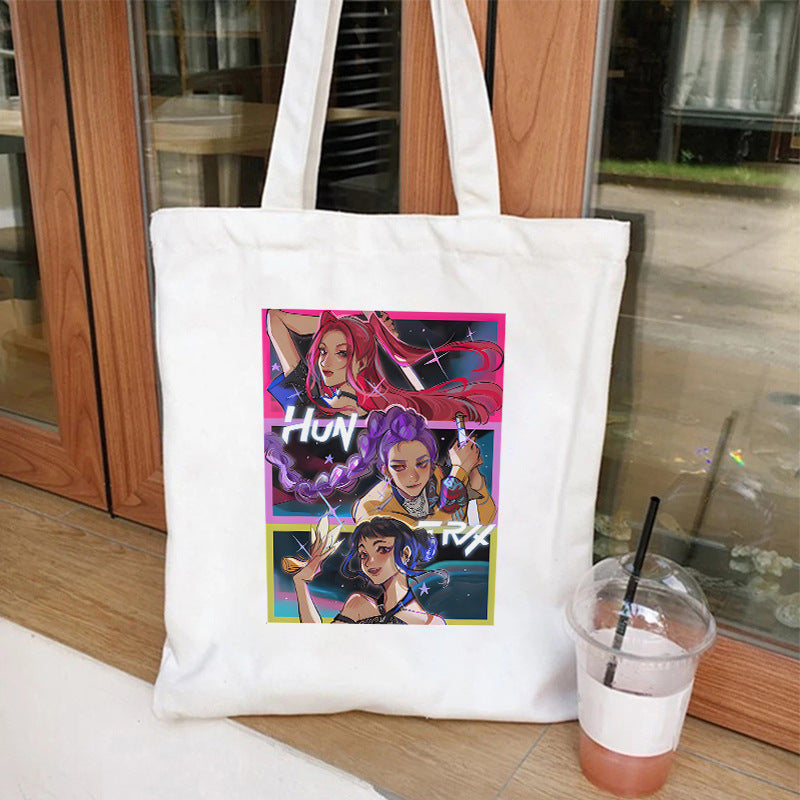 Kpop Demon Hunters Gift Tote Bag for Kpop Music Lover Korean Drama Canvas Tote Bag Gift for K-Pop Lover, 35X40CM