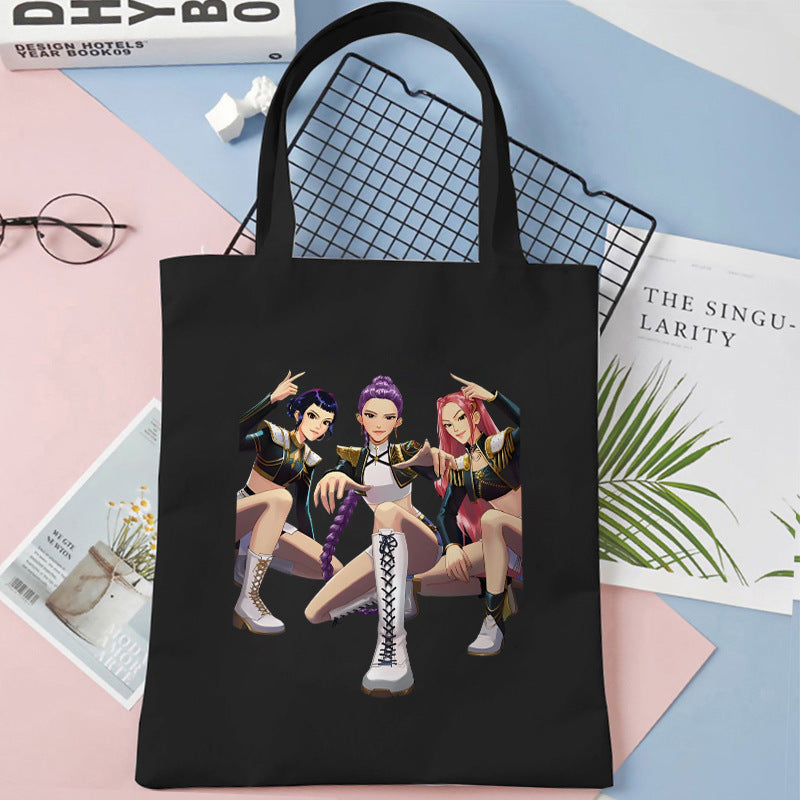 Kpop Demon Hunters Gift Tote Bag for Kpop Music Lover Korean Drama Canvas Tote Bag Gift for K-Pop Lover, 35X40CM