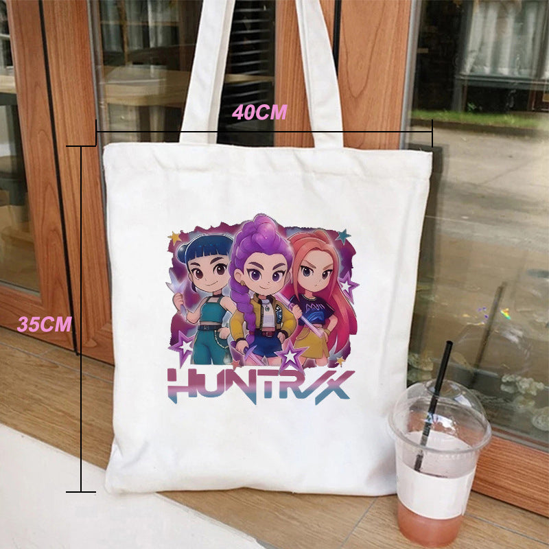 Kpop Demon Hunters Gift Tote Bag for Kpop Music Lover Korean Drama Canvas Tote Bag Gift for K-Pop Lover, 35X40CM