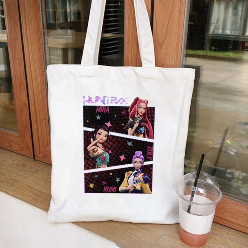 Kpop Demon Hunters Gift Tote Bag for Kpop Music Lover Korean Drama Canvas Tote Bag Gift for K-Pop Lover, 35X40CM
