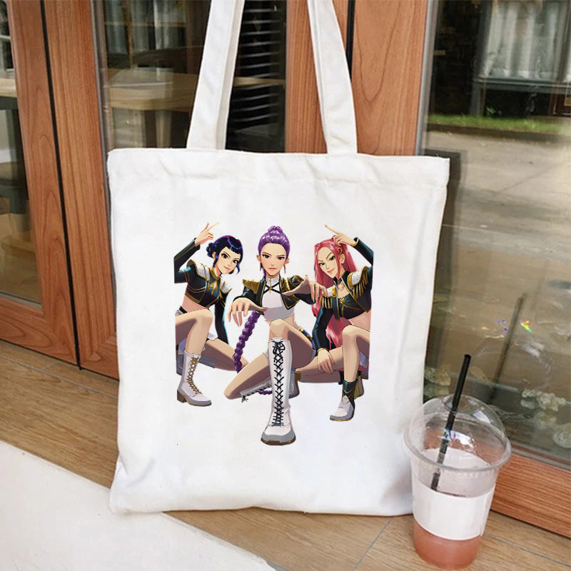 Kpop Demon Hunters Gift Tote Bag for Kpop Music Lover Korean Drama Canvas Tote Bag Gift for K-Pop Lover, 35X40CM