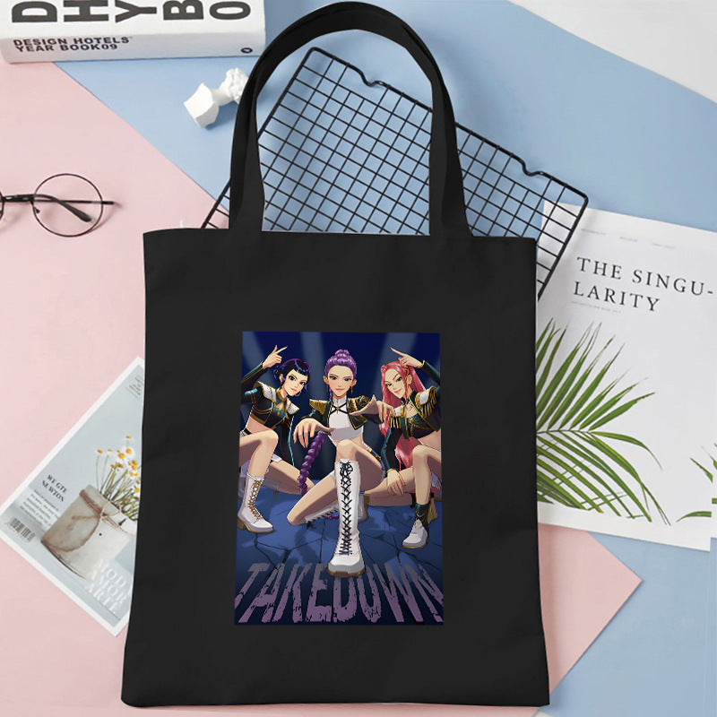 Kpop Demon Hunters Gift Tote Bag for Kpop Music Lover Korean Drama Canvas Tote Bag Gift for K-Pop Lover, 35X40CM