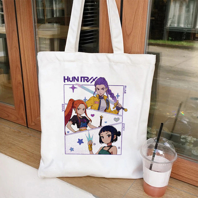 Kpop Demon Hunters Gift Tote Bag for Kpop Music Lover Korean Drama Canvas Tote Bag Gift for K-Pop Lover, 35X40CM