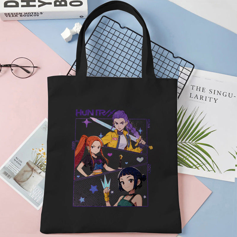 Kpop Demon Hunters Gift Tote Bag for Kpop Music Lover Korean Drama Canvas Tote Bag Gift for K-Pop Lover, 35X40CM
