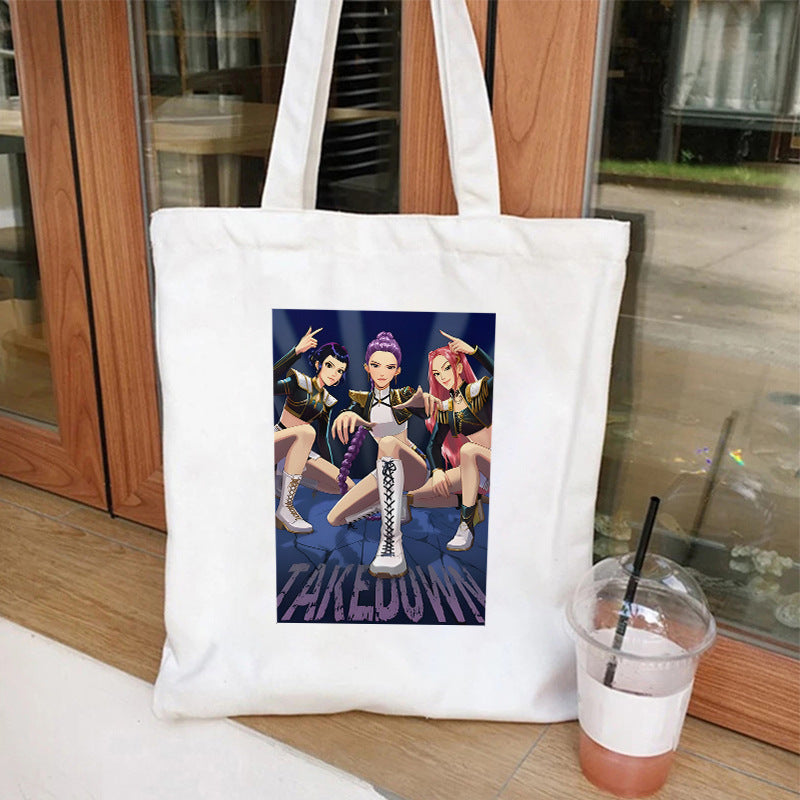 Kpop Demon Hunters Gift Tote Bag for Kpop Music Lover Korean Drama Canvas Tote Bag Gift for K-Pop Lover, 35X40CM